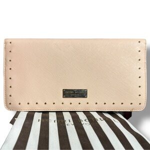 Henri Bendel Blush Pink Studded Clutch Wallet